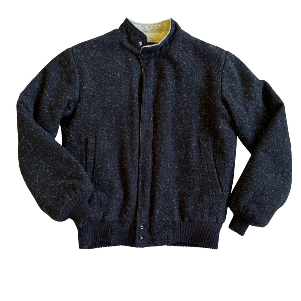 Vintage 70s Westwind Sportswear Tweed Wool Bomber Jacket Sherpa Lined XL USA